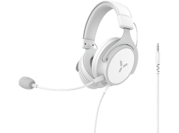Auriculares gaming - ISY IGH 2000-WT, Compatible con multiplataformas, Con cable, micrófono desmontable, Blanco
