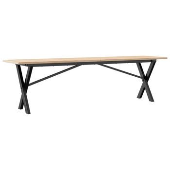 Mesa De Centro Marco X Madera Maciza Pino Y Acero 160x40x45 Cm Vidaxl