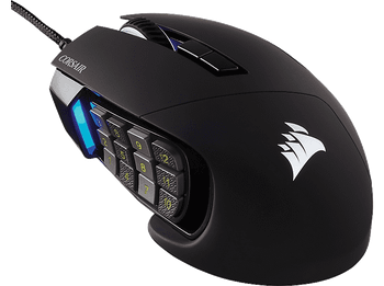 Ratón gaming - Corsair Scimitar RGB Elite, Por cable, 18000 ppp, Retroiluminado, Negro