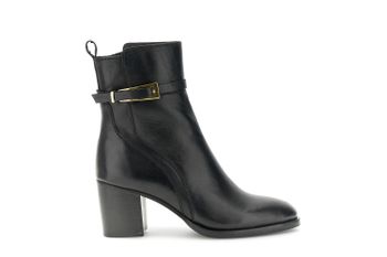 botines de piel con hebilla lateral decorativa black