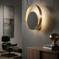 aplique de metal negro con circulo dorado cm 25x8x25