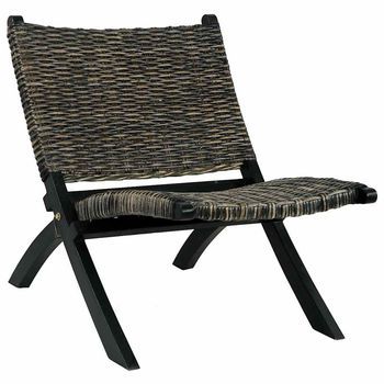 Silla De Ratán Kubu Natural Y Madera Maciza De Caoba Negra Vidaxl