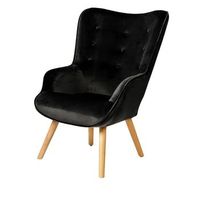 sillon de salon en terciopelo negro con patas de madera coleccion enjoy estilo escandinavo