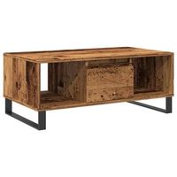 mesa de centro con cajon y compartimento abierto 90 x 50 x 365 cm madera de ingenieria marron y metal dec040212