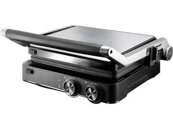 Grill - KOENIC KCG 2020, 2000 W, Termostato regulable, Apagado automático, Antiadherente, Placas extraíbles, Negro/Plata