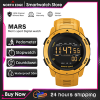 reloj digital north edge para hombre y mujer reloj deportivo con doble horario podometro para correr cuenta atras resistente al agua 50m alarma reloj militar