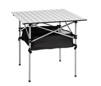 outsunny mesa de camping plegable mesa plegable portatil multifuncional con espacio almacenaje de malla y bolsa de transporte para jardin balcon patio exterior 70x70x69 cm plata