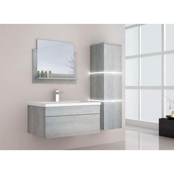 Conjunto Mueble De Cuarto De Baño Wangerooge Big L - Gris