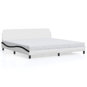 Estructura De Cama Dover Cuero Sintético Blanco Negro 200x200 Cm Vidaxl