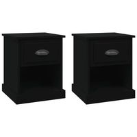 pack 2 uds mesitas de noche  mesa auxiliar  mesilla madera contrachapada negro 39x39x475 cm
