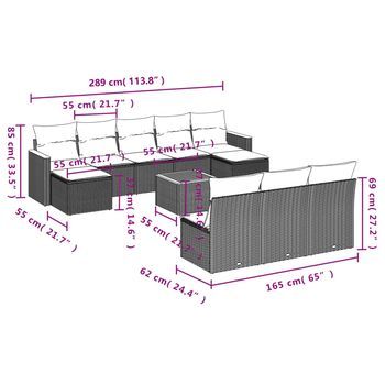 Conjunto De Ocio Para El Jardín (con Cojines, Incluyendo 11 Componentes)