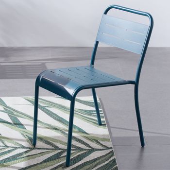 Set de 4 sillas de acero azul