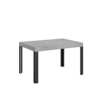 Mesa extensible 80x140/224 cm efecto madera gris cemento, hierro