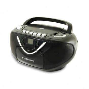 Radio CD Mooov Metronic Mooov 6W RMS AUX Cassette Negro funciones grabar y programar