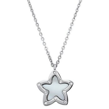Cadena moderno de acero colgante estrella circonita