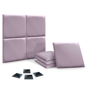 Dhome Juego De 8 Paneles Tapizados De Polipiel Ecológica Pack Autoadhesivos Para Pared Acústicos Absorbentes Protección (lila, 50x50cm, X8)