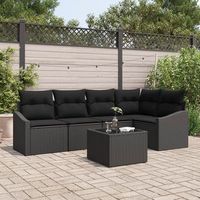 juego de sofas de jardin set de 6 negro rattan marco de acero v3192 unico  negro