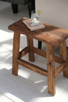 Taburete de madera de teca marrón 50x25x50cm