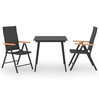 juego de comedor para jardin 3 piezas negro y marron vidaxl