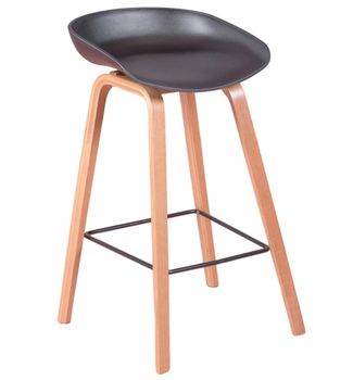 Taburete nórdico con patas de madera de haya, negro