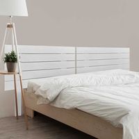 dhome cabecero de madera reciclada dm para camas de 190 estilo palet horizontal con patas dual dividido en 2 piezas cama palet herrajes incluidos 190cm dual blanco solido