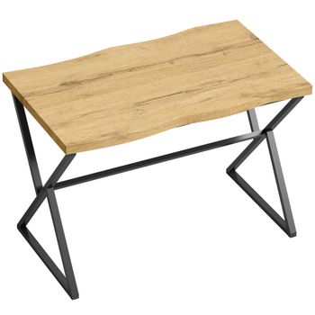 HOMCOM Mesa de Comedor para 2 Personas, Mesa de Cocina, Estilo Moderno con Tablero Grueso, 110 x 67 x 75,5 cm, Negro y Roble