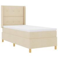 cama tipo box spring con tiras led crema 100 x 200 cm tela vidaxl