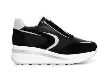 zapatos slip-on de mujer en piel y glitter black