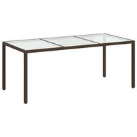 mesa jardin  mesa de exterior vidrio templado ratan sintetico marron 190x90x75 cm
