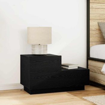 Mesita De Noche - Mueble Para Dormitorio - Madera De Ingeniería - Roble Negro (70x36x40.5cm)