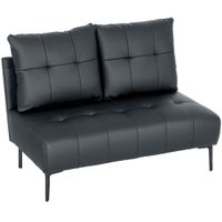homcom sofa 2 plazas de cuero sintetico sin apoyabrazos y acolchado con botones 115x73x83 cm negro