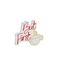 iluminacion led decorativa de plastico but first coffee amarillo rojo 47x37x2 cm