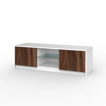 Mueble de tv en melamina y mdf blanco/roble río