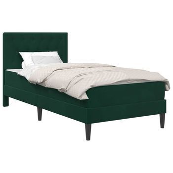 Estructura De Cama Con Colchón Verde Oscuro 90 X 190 Cm Vidaxl