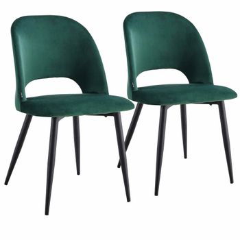 Juego de 2 sillas de acero y terciopelo verde