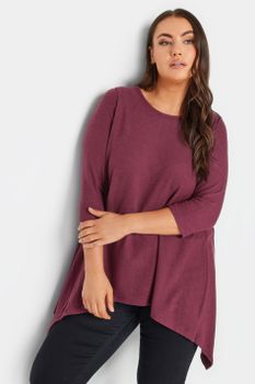Yours Túnica Granate Asimétrica, Mujer Curvy Y Tallas Grandes, Yours