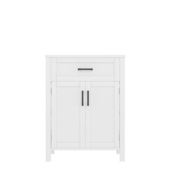 Mueble de baño con lavabo blanco y espacio de almacenamiento