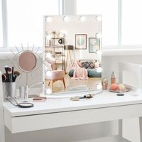 espejo de maquillaje de mdf y vidrio homcom 415x135x51 cm blanco