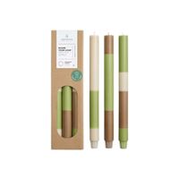 juego de 3 velas rayadas beige camel verde 30 cm
