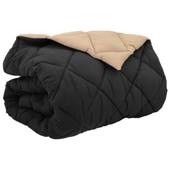 Edredón | Duvet De Invierno Negro Y Tono Arena 220 X 260 Cm Microfibra