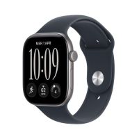 apple watch series 12 gps 46mm caja de aluminio gris con correa deportiva azul marino sm