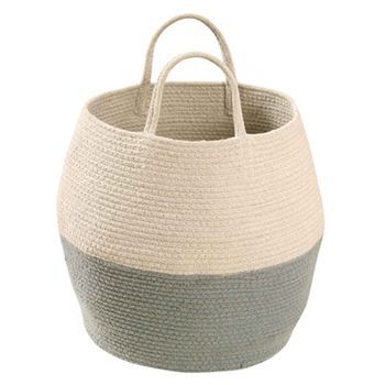 Canasta De Almacenamiento Con Manijas Azul Y Beige