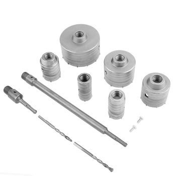Conjunto De Brocas De Núcleo De Tungsteno Con Varilla De Extensión Sds Plus Para Perforar En Albañilería, 10 Piezas