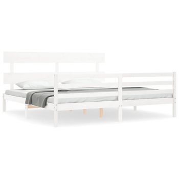 Estructura De Cama Con Cabecero Madera Maciza Blanco 200x200 Cm Vidaxl