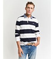 gant para hombre 2004083 polo heavy de cambray a rayas blanco marino l casual algodon manga larga