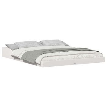 Cama Matrimonial | Cama Para Adulto | Estructura De Cama 140 X 210 Cm Madera De Pino Macizo
