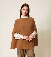 twinset para mujer 252tt3421 jersey de estilo capa de mezcla de lana beige xss casual