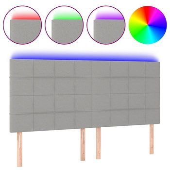 Cabecero Con Luces Led Tela Gris Claro 200x5x118/128 Cm Vidaxl