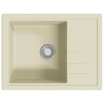 Fregadero De Cocina Con Rebosadero Ovalado Granito Beige Vidaxl
