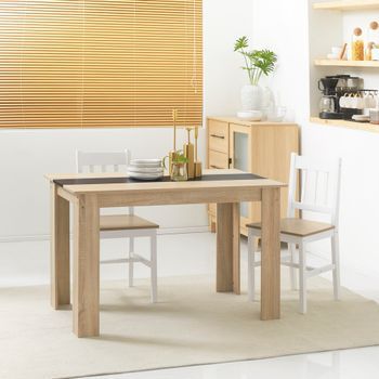 Mesa De Comedor De Melamina Homcom 120x69x75cm-roble Y Negro